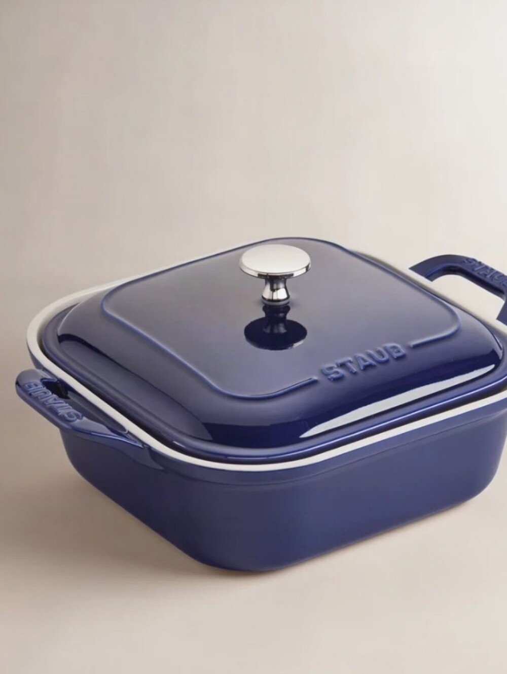 Staub 2.5QT Covered Square Enameled  Casserole Dish- Dark Blue
